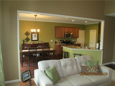 View from the living room looking into the kitchen. 