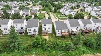 Aerial perspective of suburban area