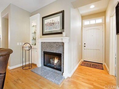 Gas fireplace with granite tile hearth
