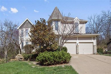 Trees surround the home.