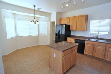 Large dining area with bay window