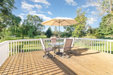 Large deck over looking pool and park