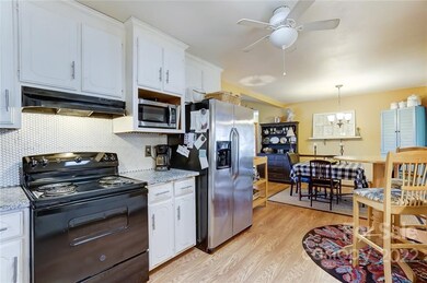 Kitchen open to dining area