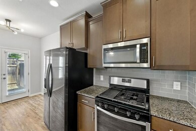 Kitchen with stainless steel appliances, decorati