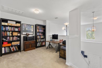 Office area with light carpet