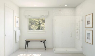 Primary bath with glass shower enclosure