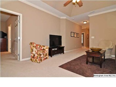 Crown molding and ceiling fan. This room is really