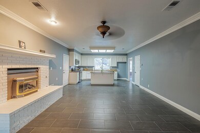 Kitchen opens to family room