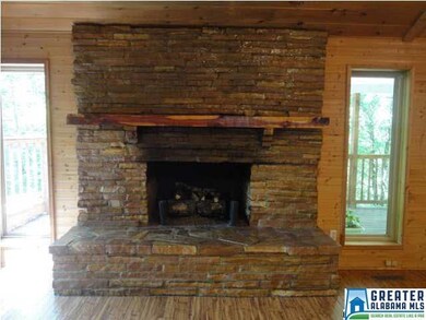 Stacked stone fireplace
