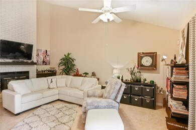 Living room also features a wood burning fire plac