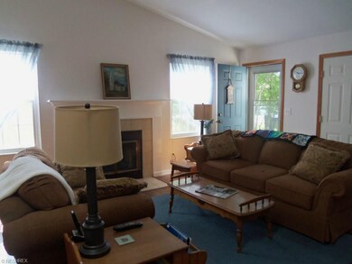 View to Front Door-Vaulted Ceiling and Woodburning