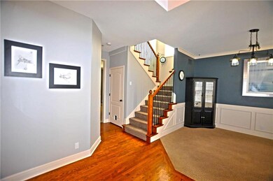 two tiered stairway with new carpet insets and wro