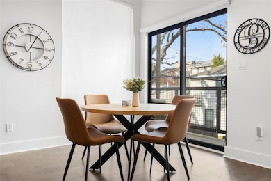 Dining room with wood flooring