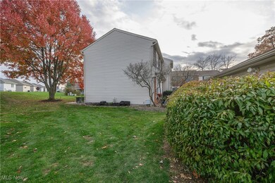 View of side of property with a lawn