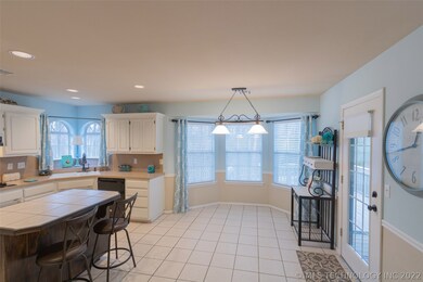 Island eating space and large dining area, just th