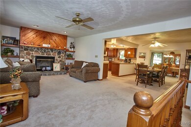 Step into the Living room with wood burning firepl