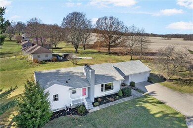 Drone shot of the front exterior