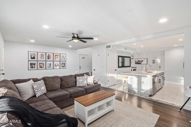 Living room into kitchen
