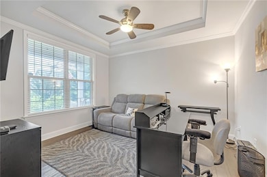 This room could be a den or office