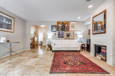 Living room featuring a fireplace