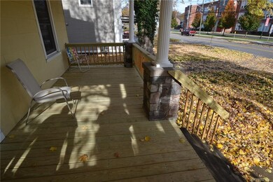 New front porch with stone pillars