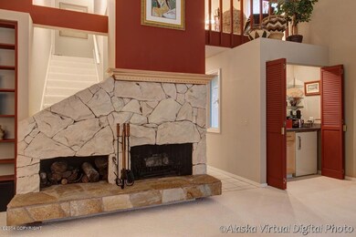 Wood-burning fireplace and wet bar