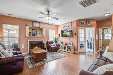 Family Room With Wood Flooring