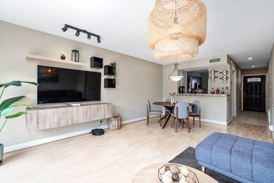 This inviting living space features modern decor w