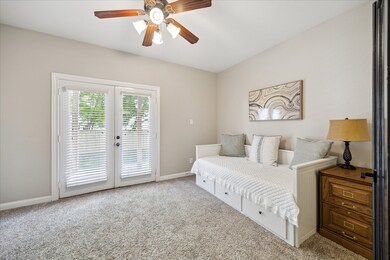 Lovely double doors lead out to your back covered