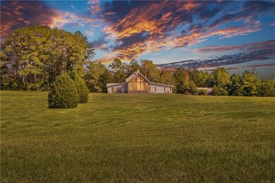 View of yard at dusk