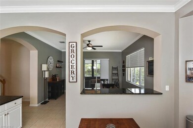 view from Kitchen into dining area
