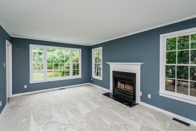 Family Room with Wood Burning Fireplace, New Carpe