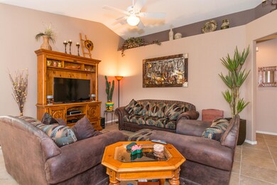Great room with vaulted ceiling.