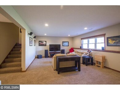 Lower-level family room is wired for surround soun