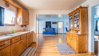 The kitchen opens into the family room