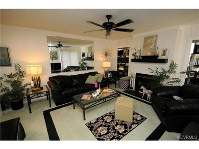 Spacious Living Room with wood burning fireplace a