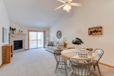 A view of the dining room into the living room. Th