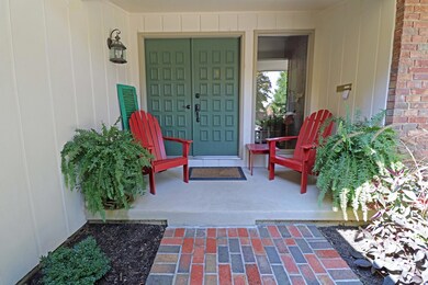 Covered entry, double doors