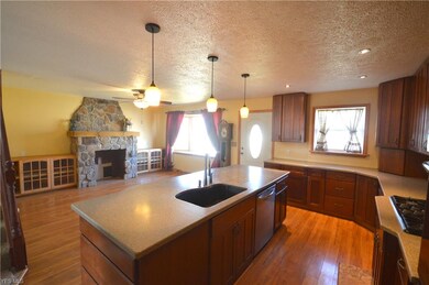 This spacious kitchen with an extra large island, 