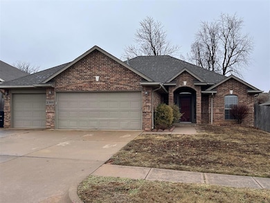 Single story home with a garage