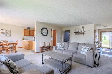 Living room featuring a textured ceiling