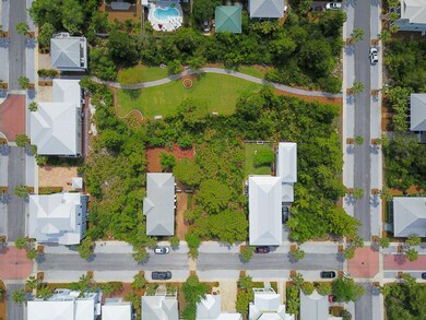 Private green space behind the lot