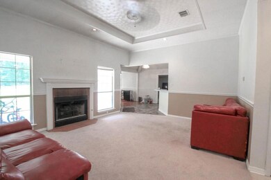 Tray ceiling in living and fire place!
