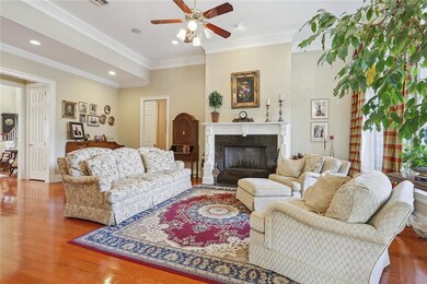 Living room with fireplace.
