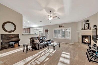 Open to dining and kitchen