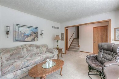 View from living room into front hall