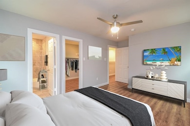 Virtually staged primary bedroom