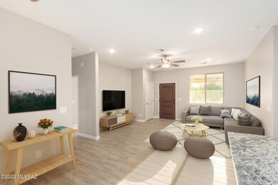 Digitally staged living room