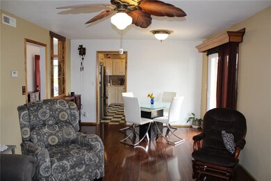 Living room and dining area.