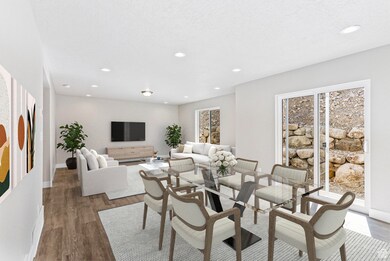 Dining area featuring wood finished floors and recessed lighting